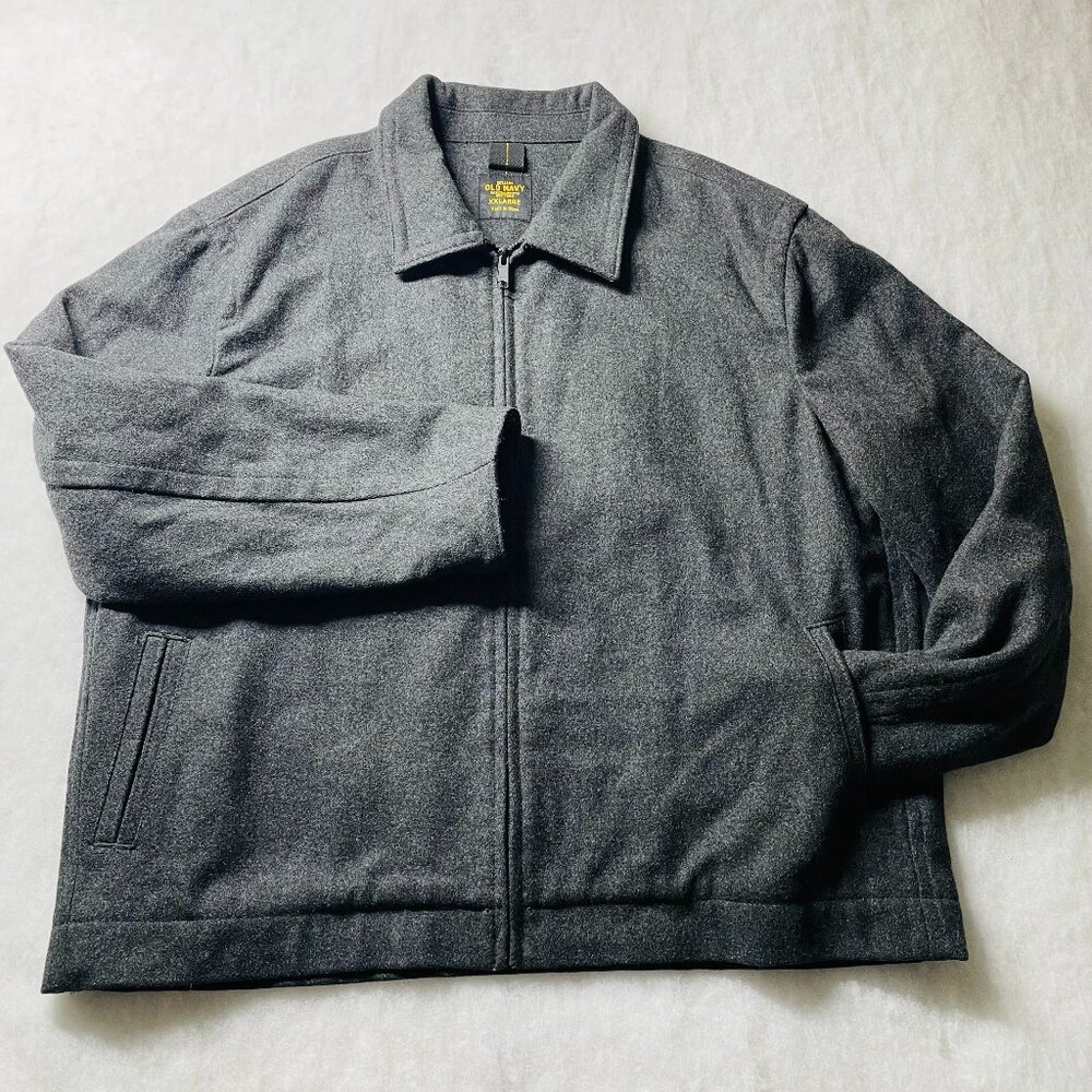 Old Navy Mens Gray Long Sleeve Full Zip Pockets Wool Blend Modern Jacket Sz 2XL